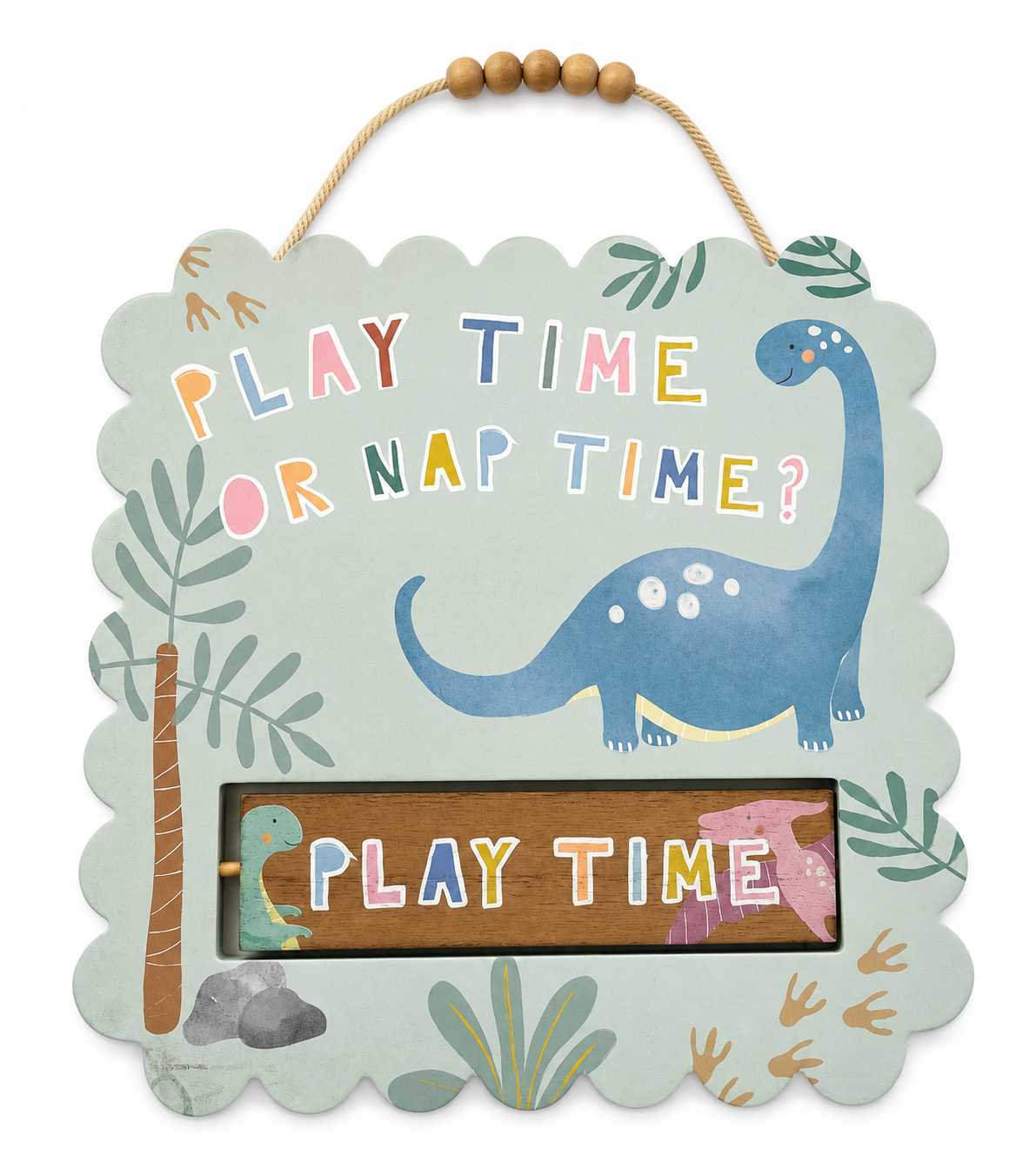 Bubbachubs Baby Boys Dinosaur Hooded Fleece & Playtime/Naptime Bedroom Plaque Gift Set 6-12 Months