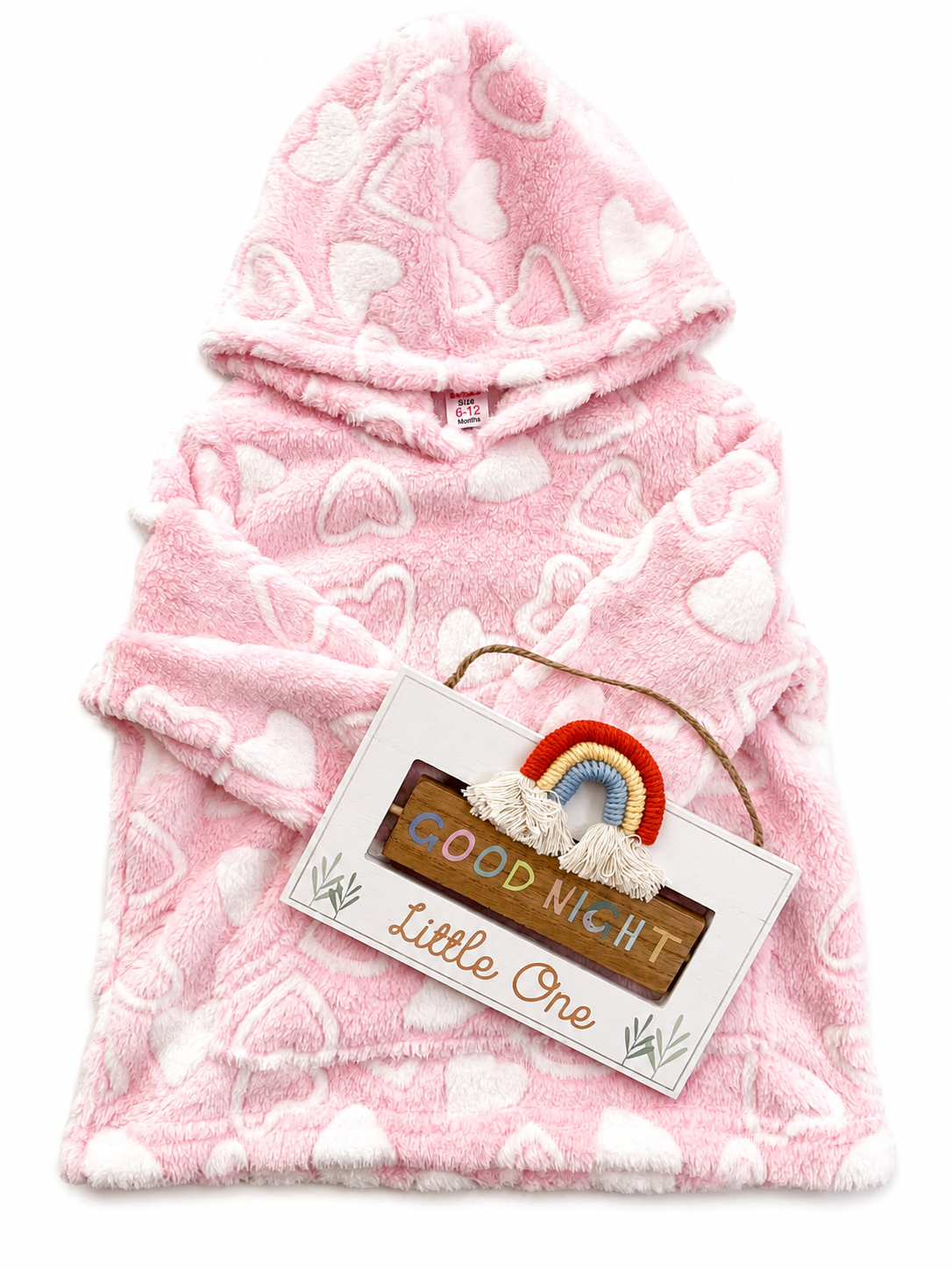 Bubbachubs Baby Girls Hooded Fleece & Bedroom Plaque Gift Set 6-12 Months