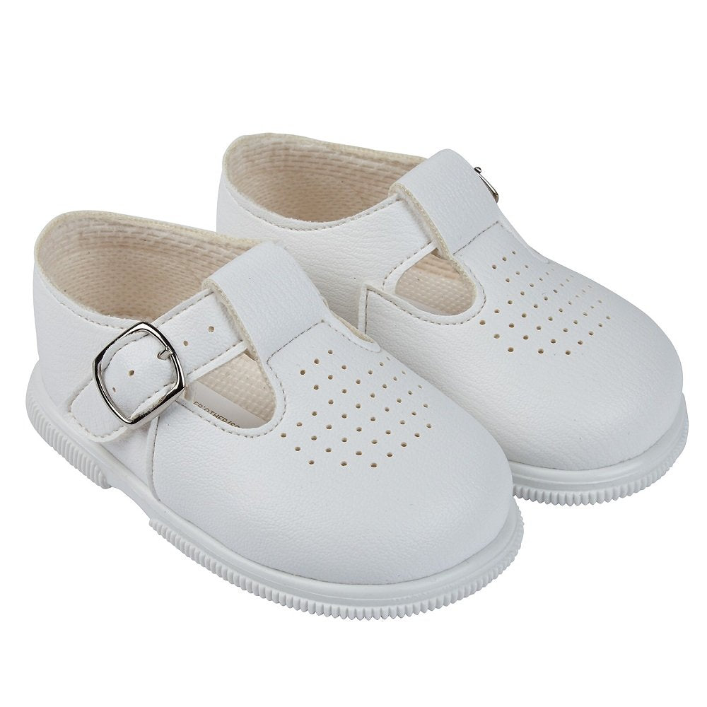 Baby T-Bar First Walker Hard Sole Shoes-White
