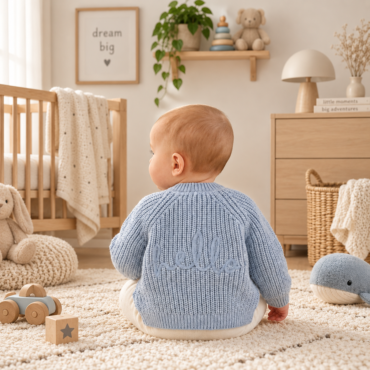 Baby Boys Cotton Knit Cardigan With Embroidery Detail 0-12 Months
