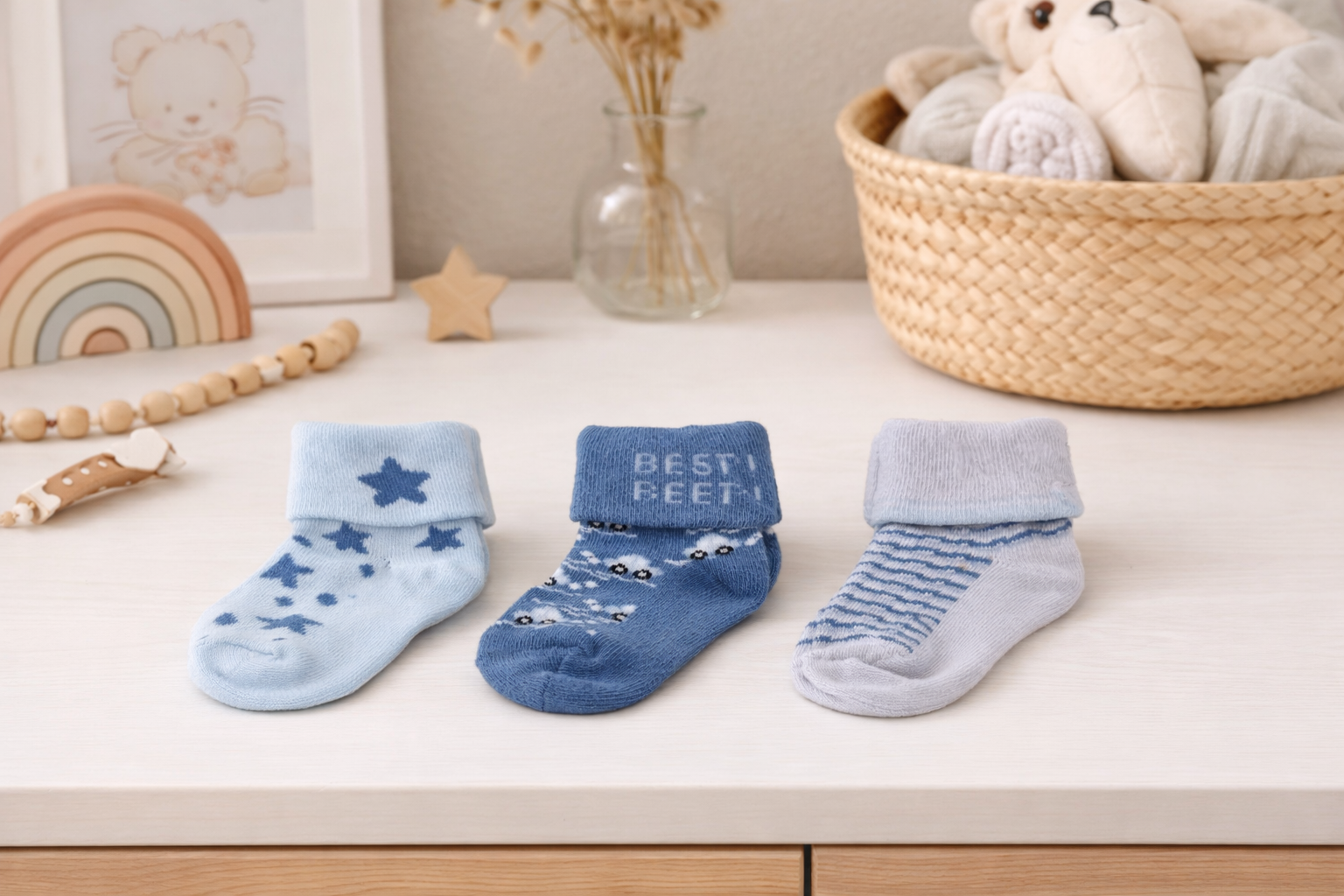 Baby Boys 3 Pack Of Turnover Socks