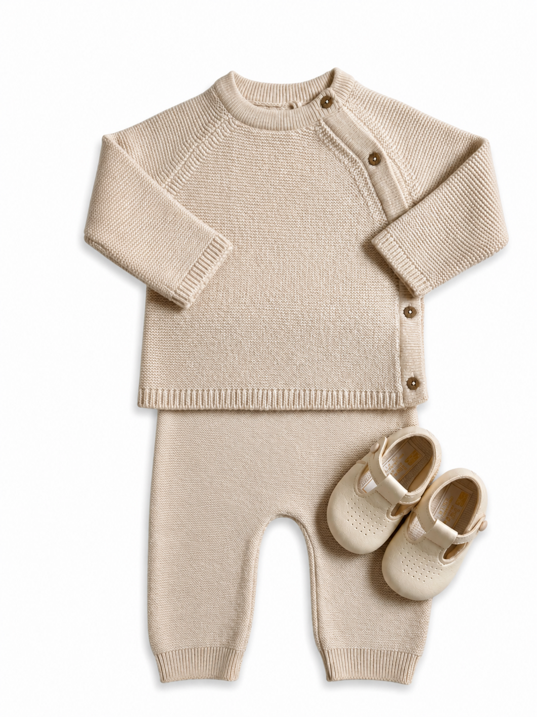 Bubbachubs Baby Knitted Top & Leggings Gift Set with Soft Sole Shoes 0–6 Months