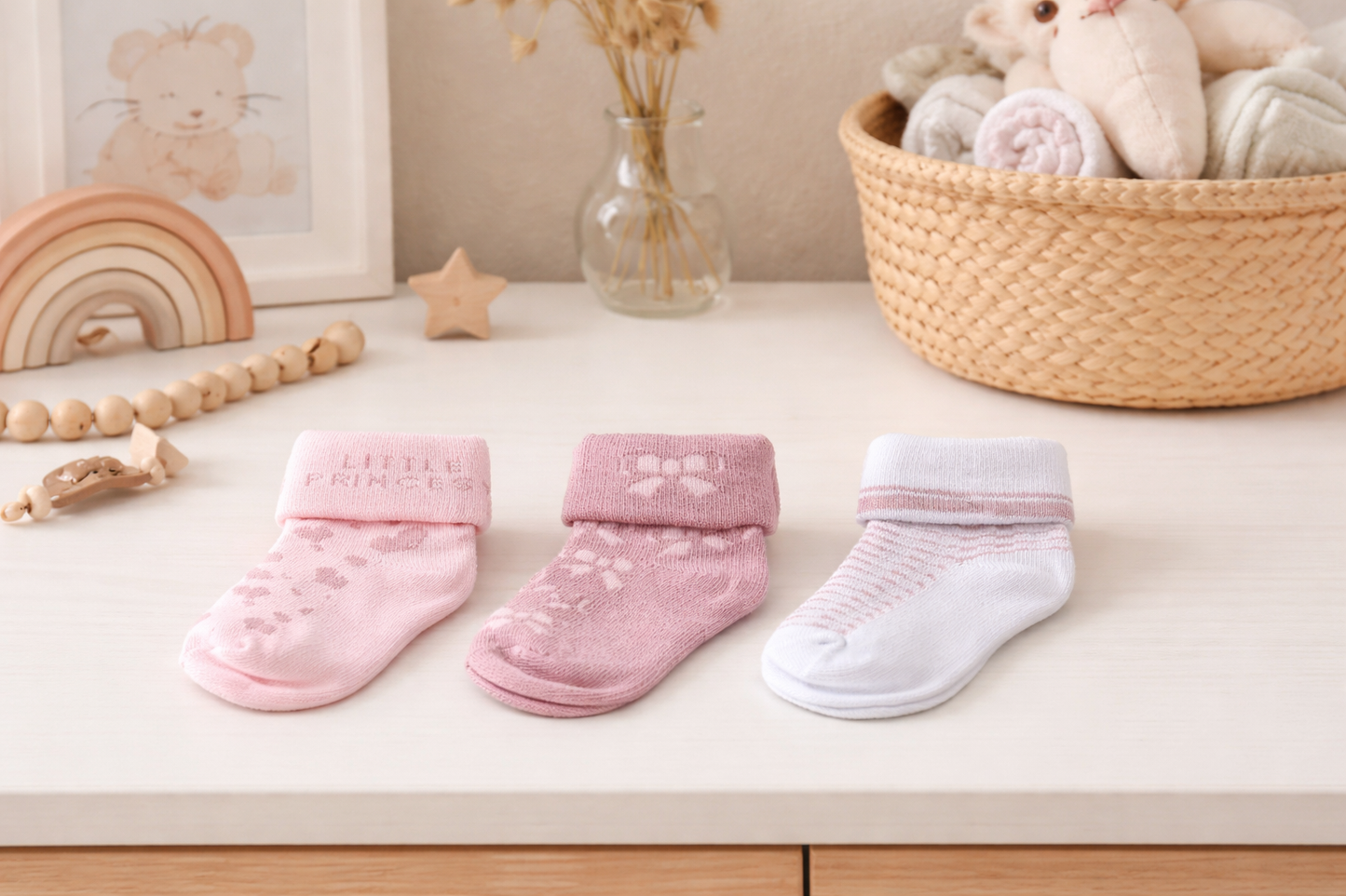 Baby Girls Turn Over Socks 0-12 Months