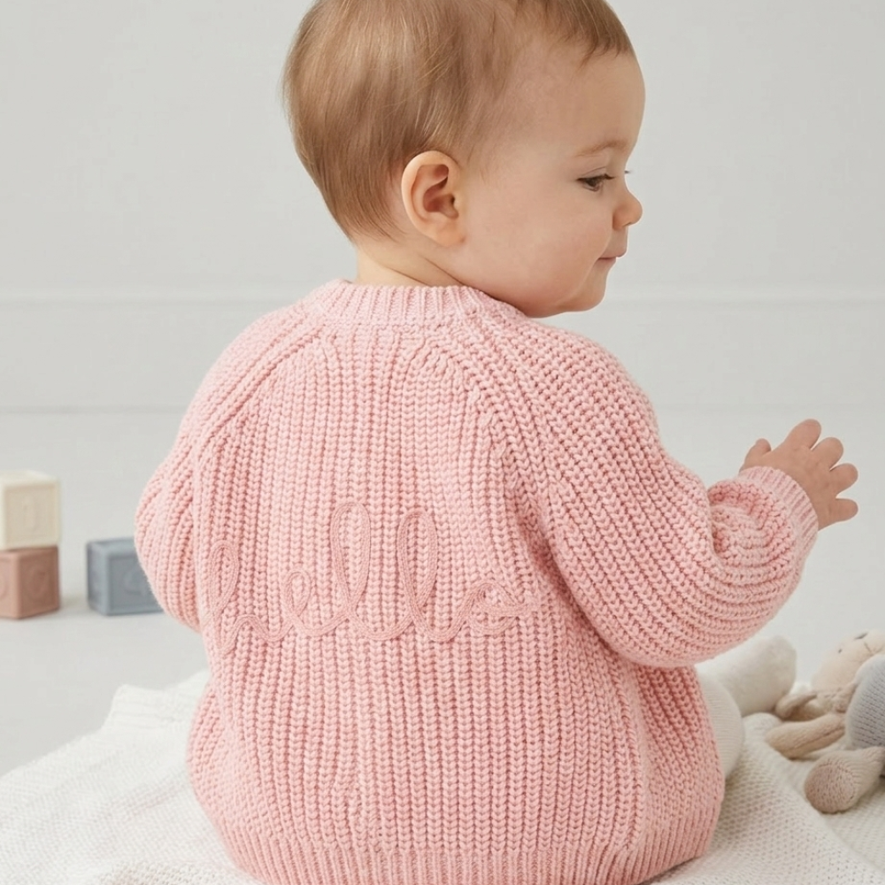 Baby Girls Cotton Knit Cardigan With Embroidery Detail 0-12 Months