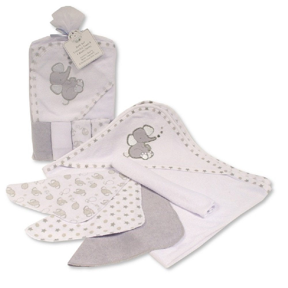 Baby Hooded Towel & 4 Wash Cloths Set